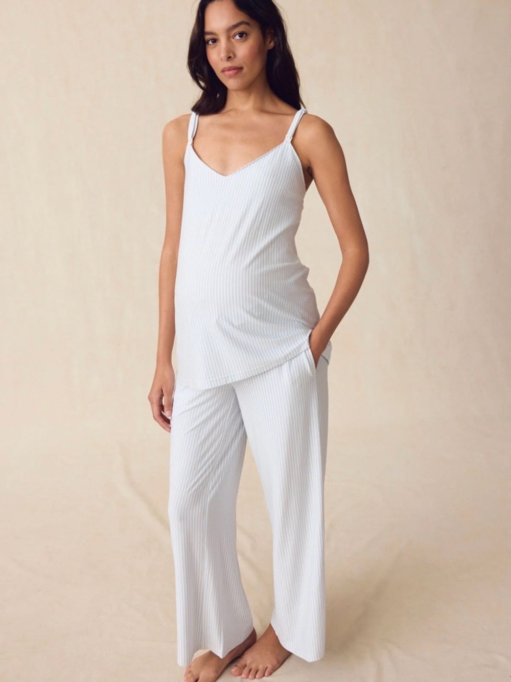 Lake Maternity DreamModal Kimono Breastfeeding Tank in Fog